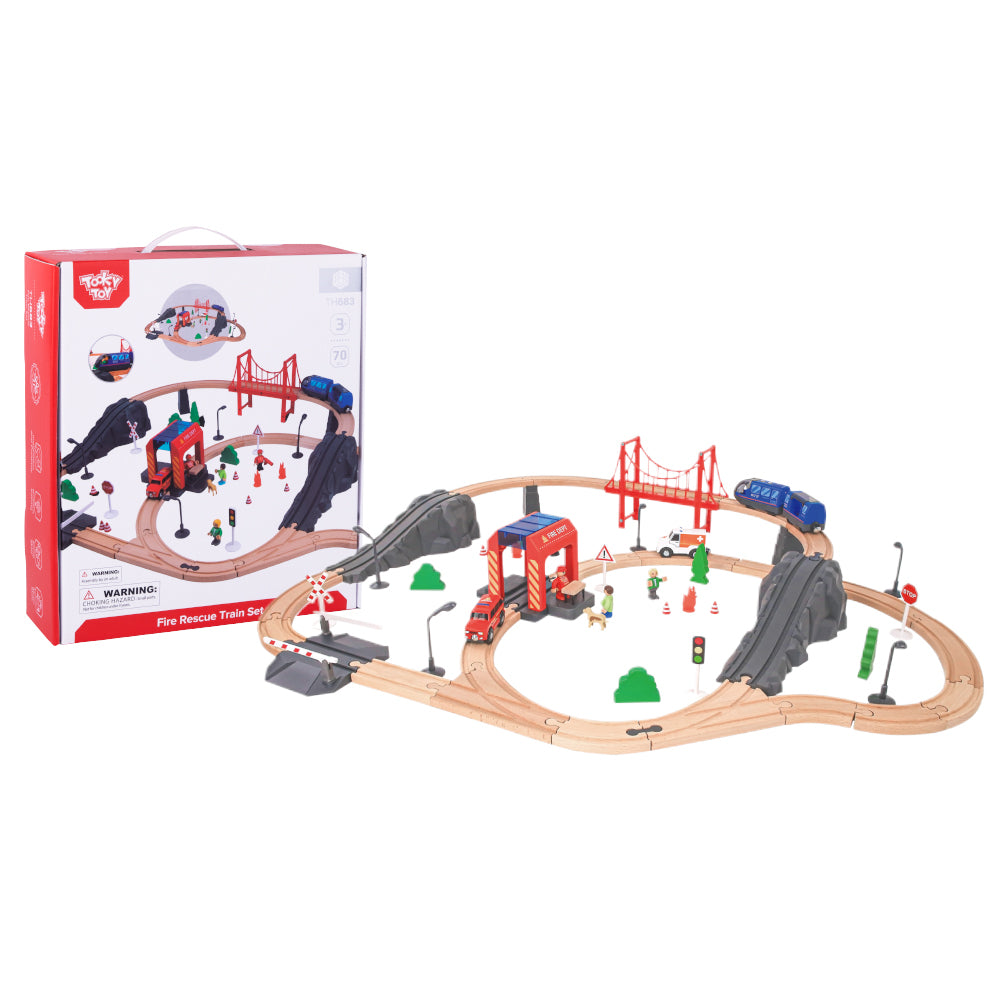 Fire Rescue Train Playset - Tooky Toy | Age: 3 years+